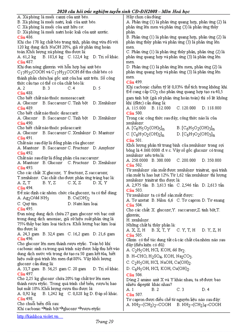 image for page 520 câu hỏi TN hóa học có đa