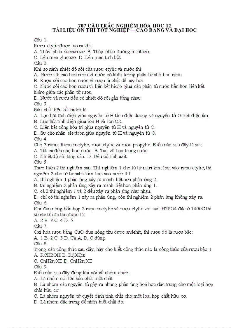 image for page 707 câu hỏi trắc nghiệm hóa lớp 12