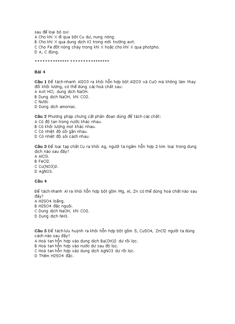 image for page BT trắc nghiệm tách các hợp chất vô cơ