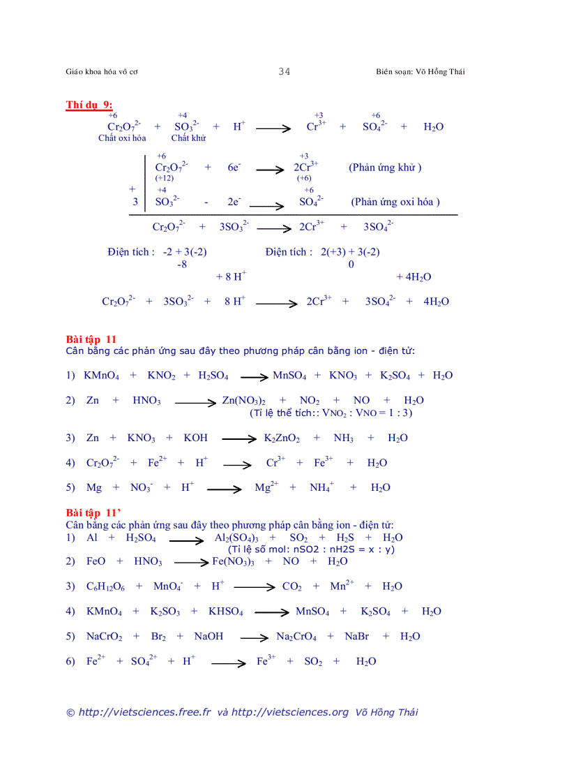 image for page Các phương pháp cân bằng phản ứng Oxi hóa Khử