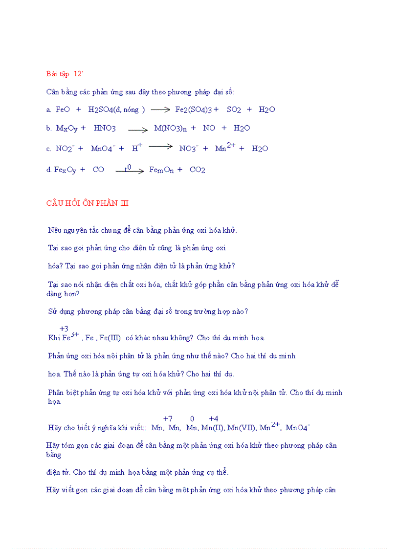 image for page Các phương pháp cân bằng phản ứng