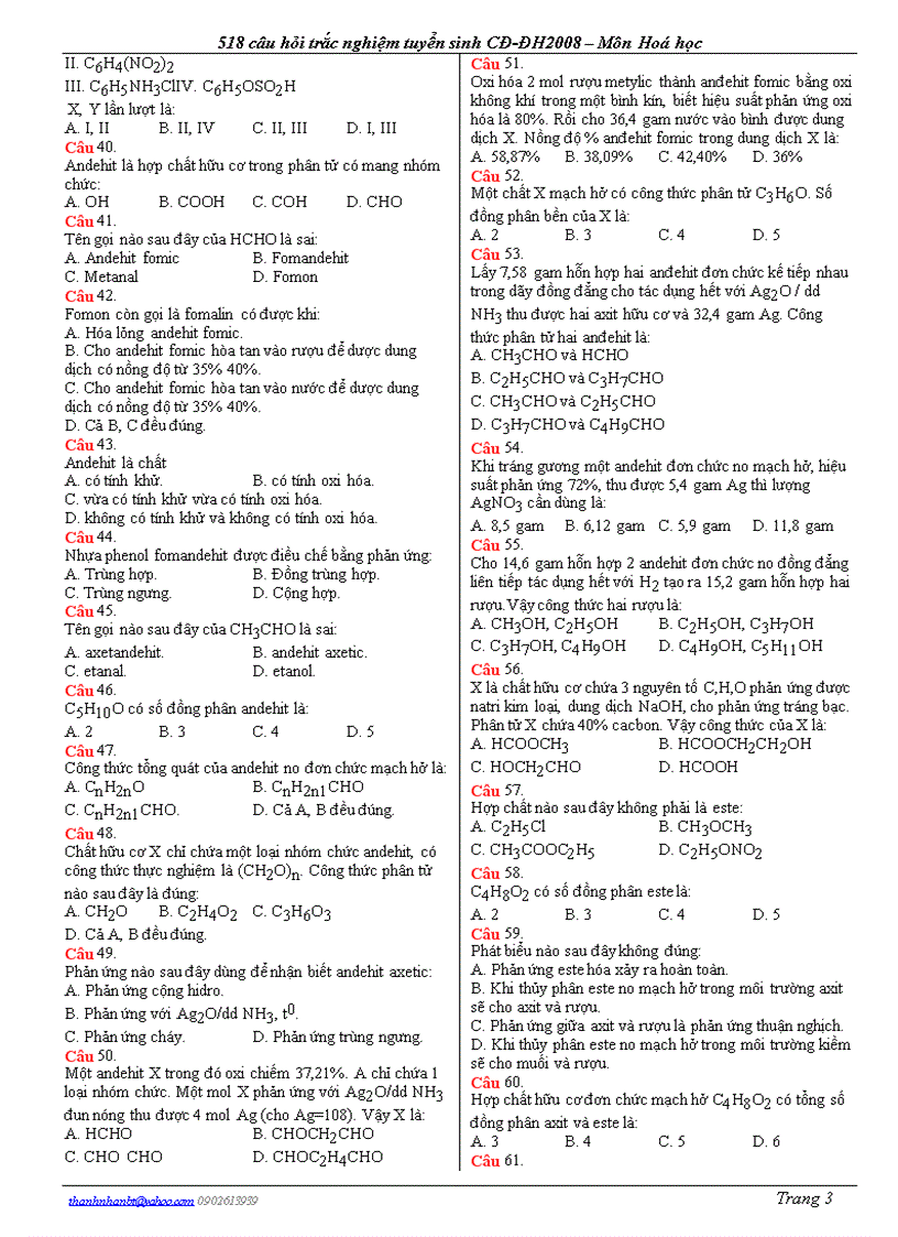 image for page Câu hỏi trắc nghiệm ôn 12 và thi đại học 0809