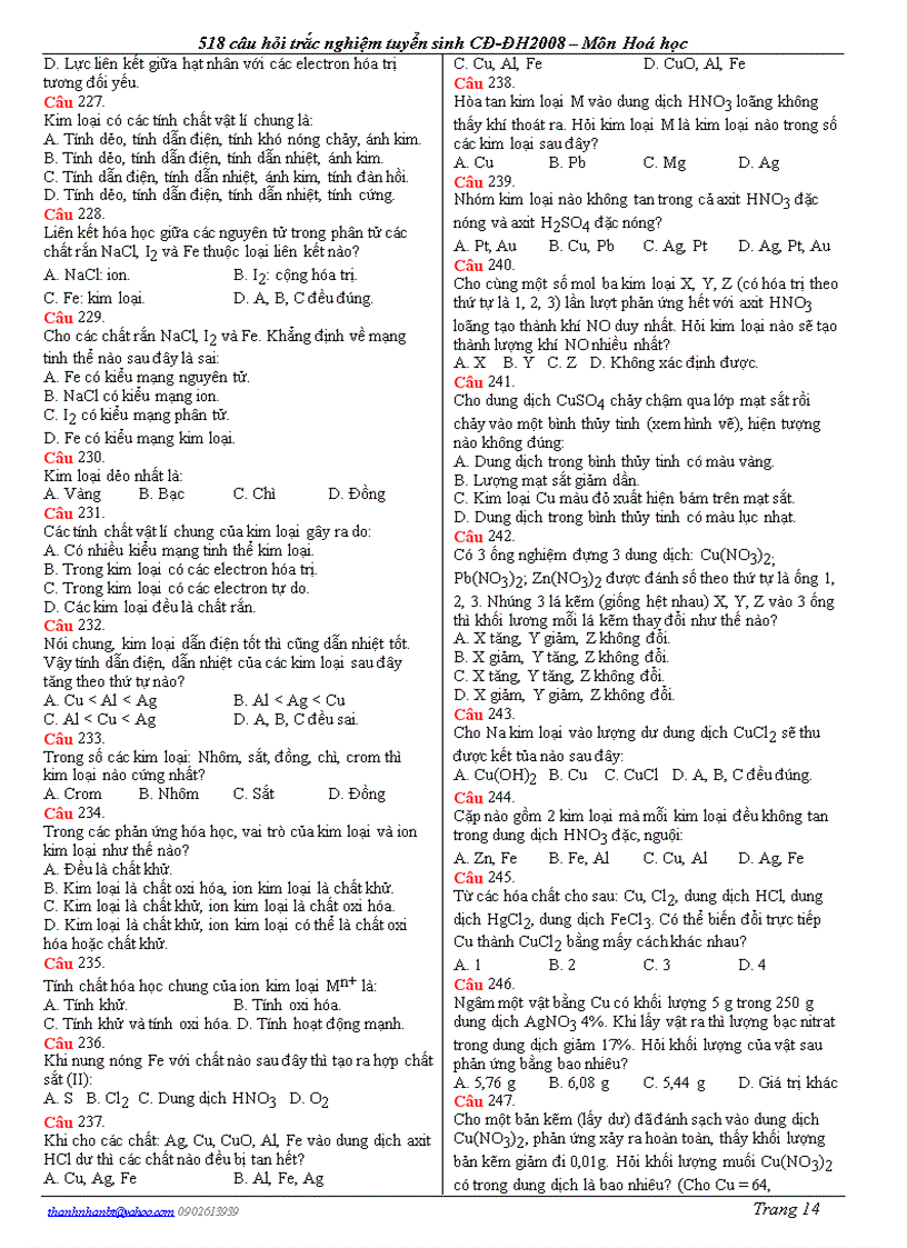 image for page Câu hỏi trắc nghiệm ôn 12 và thi đại học 0809