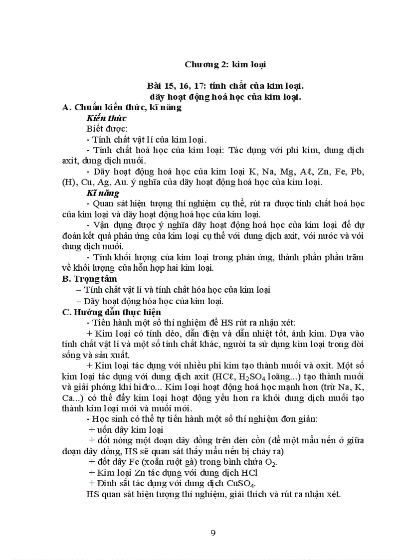 image for page Chuẩn kiến thức hóa 9