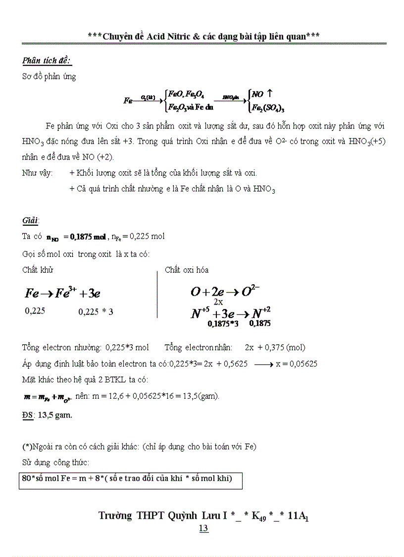 image for page Chuyền đề HNO3 và dạng bài tập liên quan hay cực