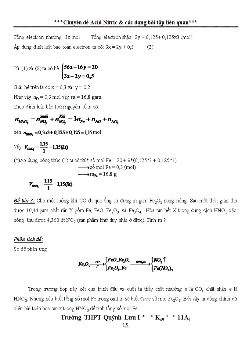 image for page Chuyền đề HNO3 và dạng bài tập liên quan hay cực