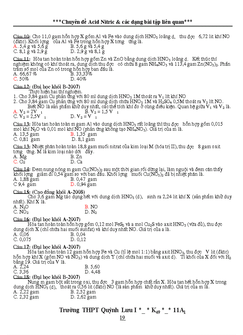 image for page Chuyền đề HNO3 và dạng bài tập liên quan hay cực