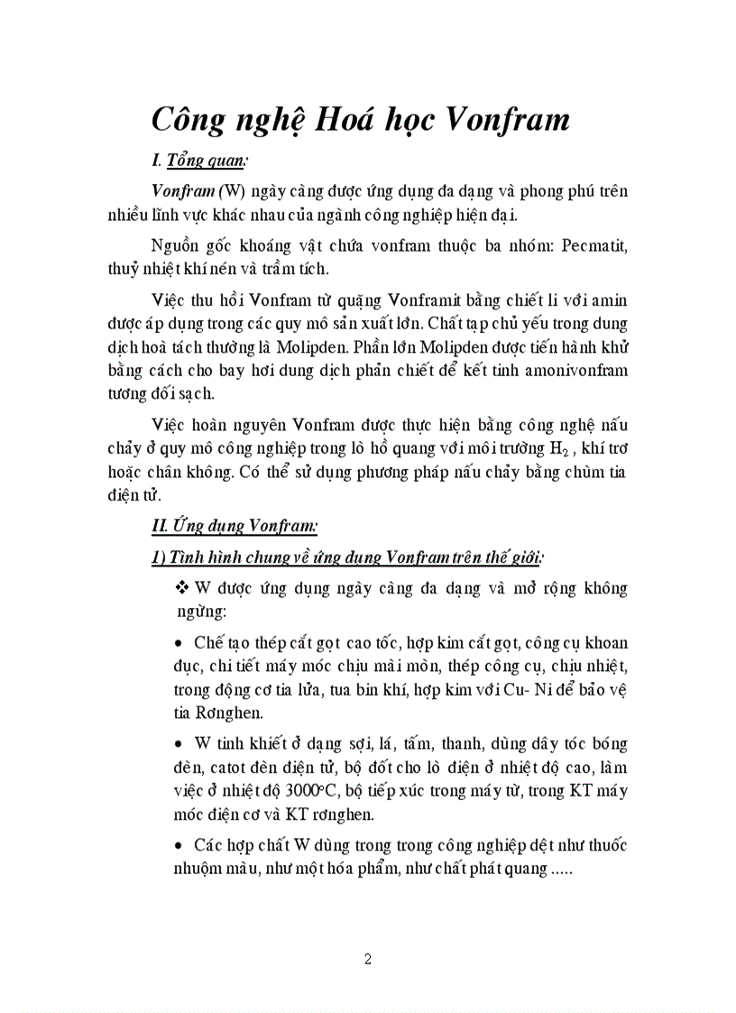 image for page Công nghệ Vonfram