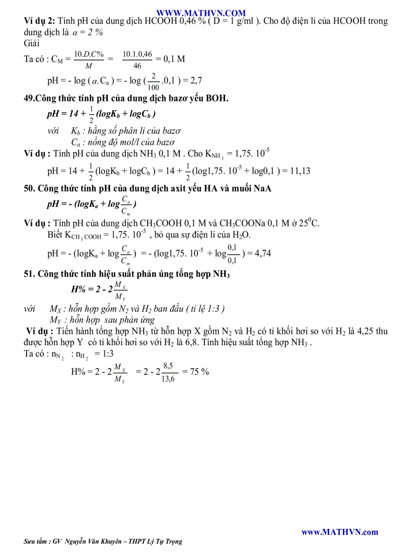 image for page Công thức giải nhanh trắc nghiệm hóa
