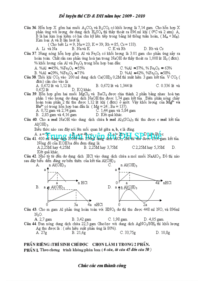 image for page Đề đáp án thi thử đại học môn hóa