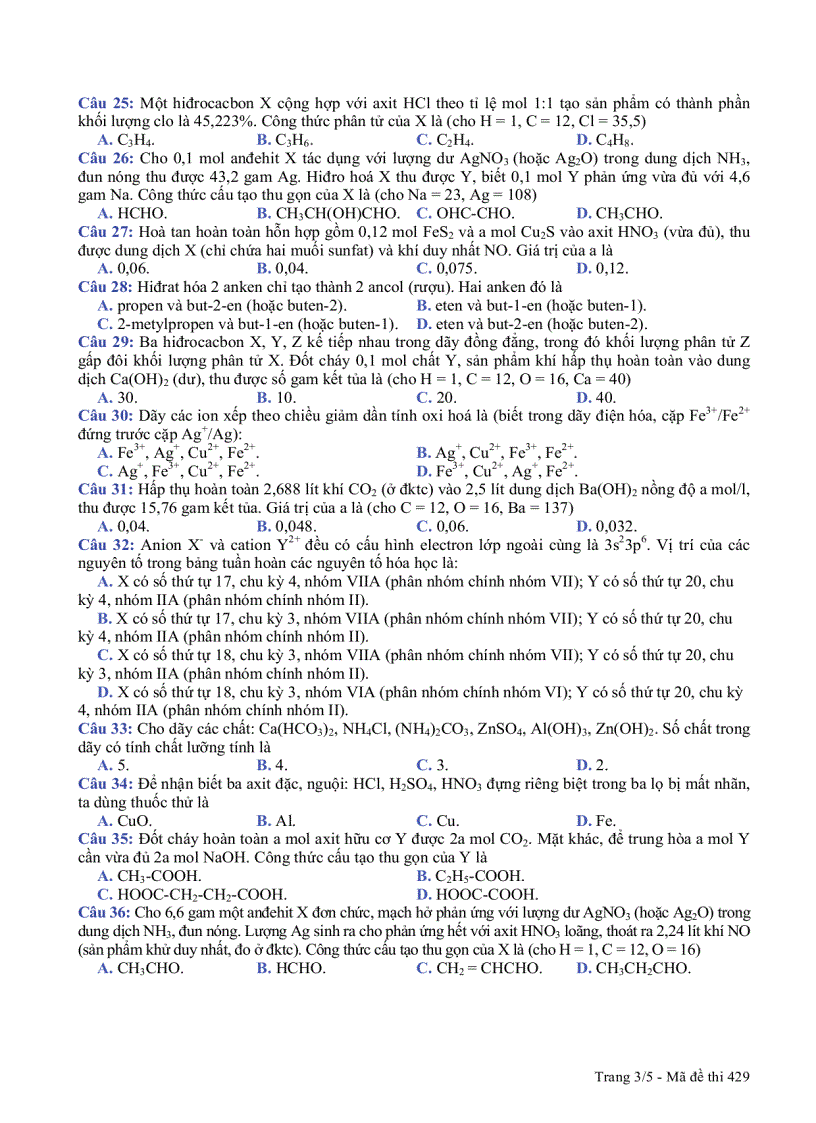 image for page Đề thi Hóa khối A 2007