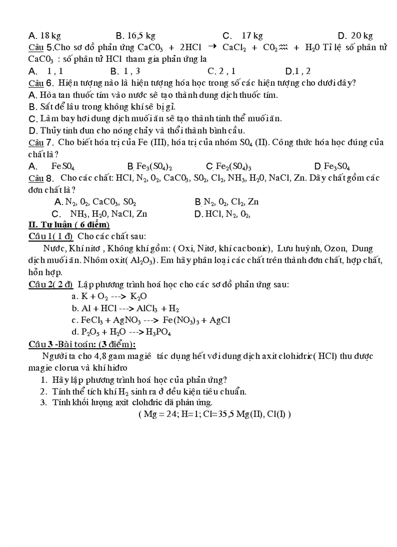 image for page Đề thi hoc ki i hoa 8 2010 2011