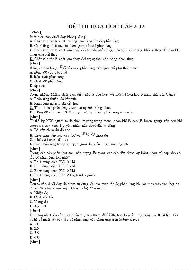 image for page Đề thi trắc nghiệm môn hóa cấp 3 13