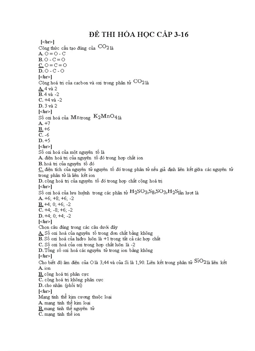 image for page Đề thi trắc nghiệm môn hóa cấp 3 16