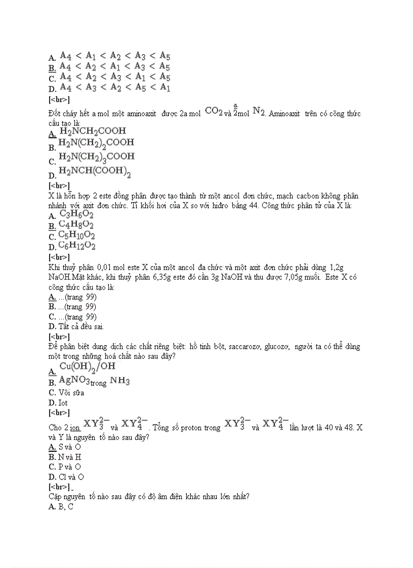 Đề thi trắc nghiệm môn hóa cấp 3 22