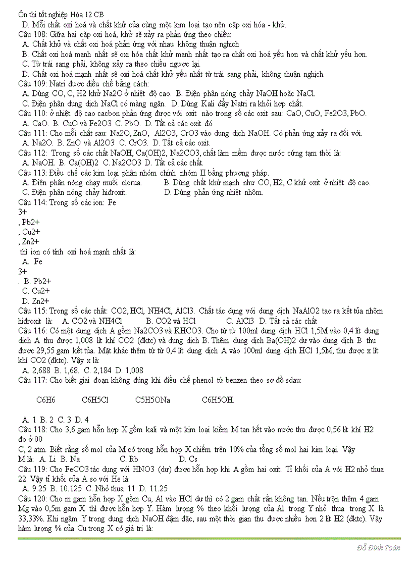 image for page Ôn thi tốt nghiệp hóa 12 Hay