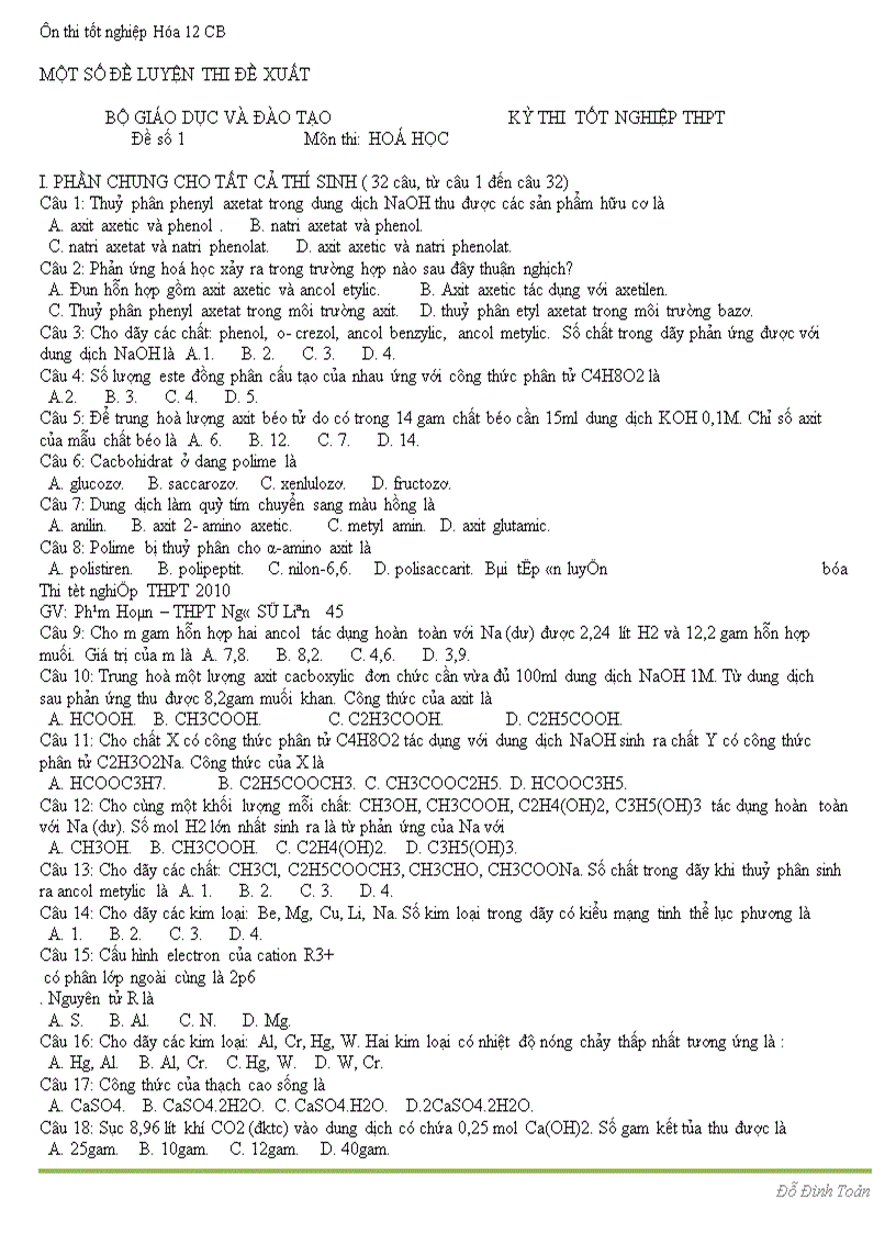 image for page Ôn thi tốt nghiệp hóa 12 Hay