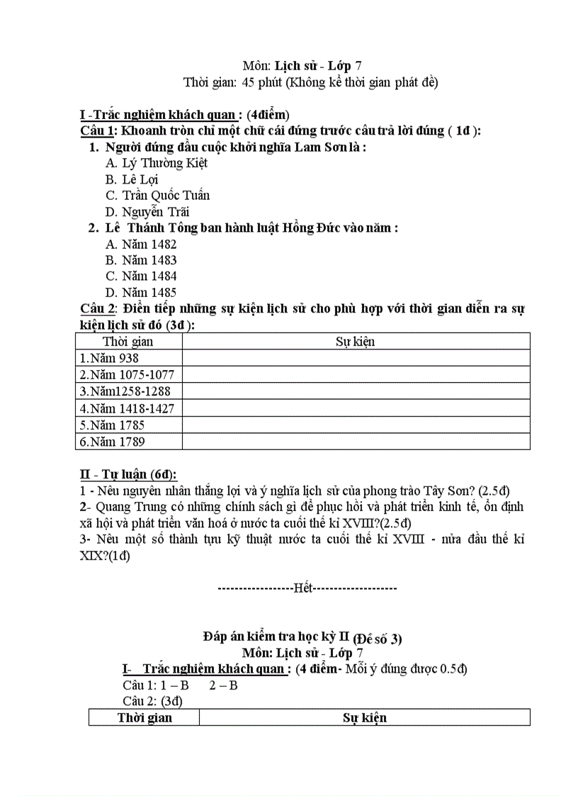 Đề kiểm tra kỳ 2 4 đề đáp án