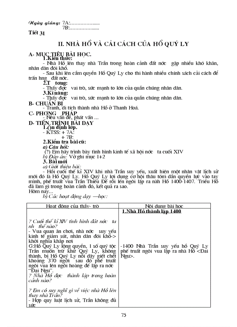 image for page Giao an Lich Su 7 Chuan KT