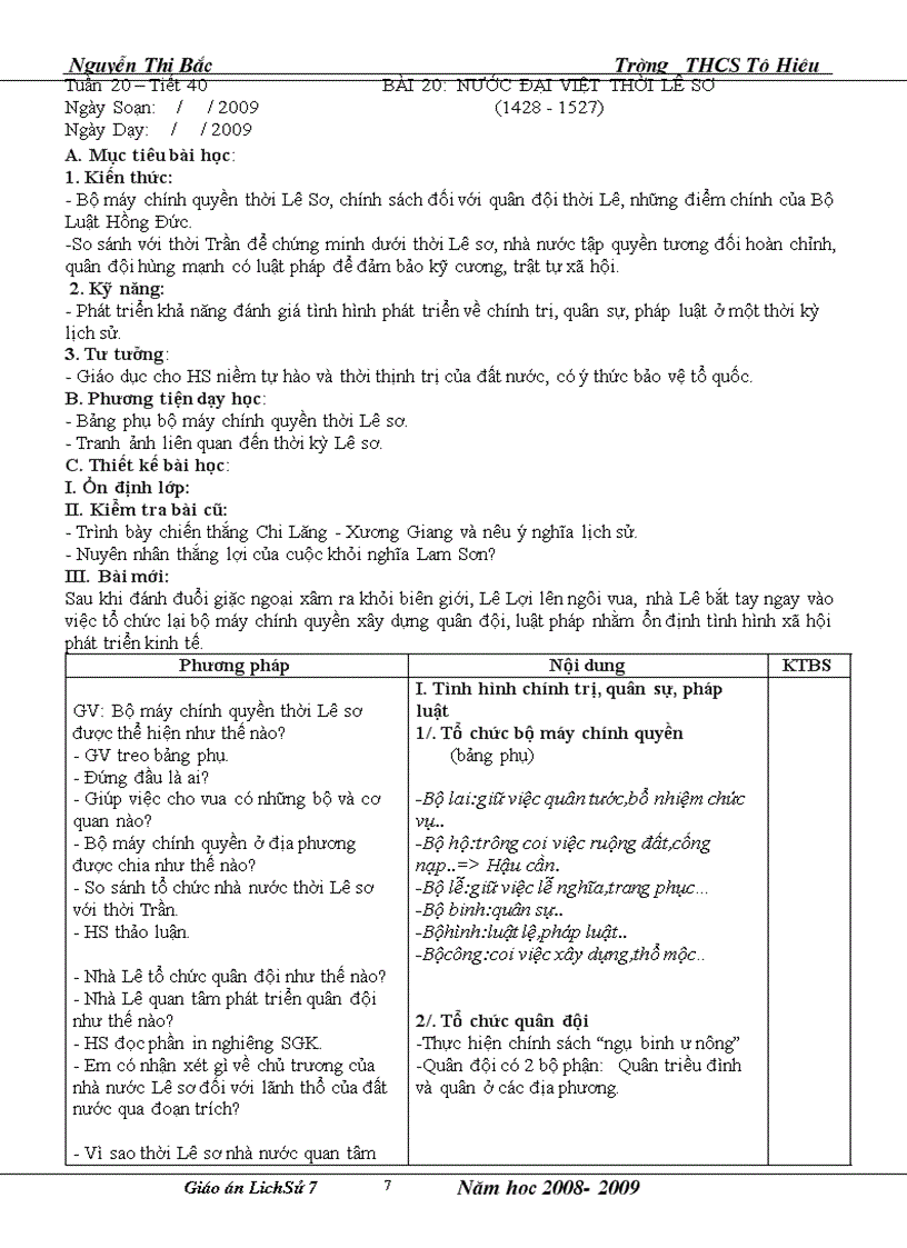 image for page Giáo Án Lịch Sử 7 Kỳ II Cực hay