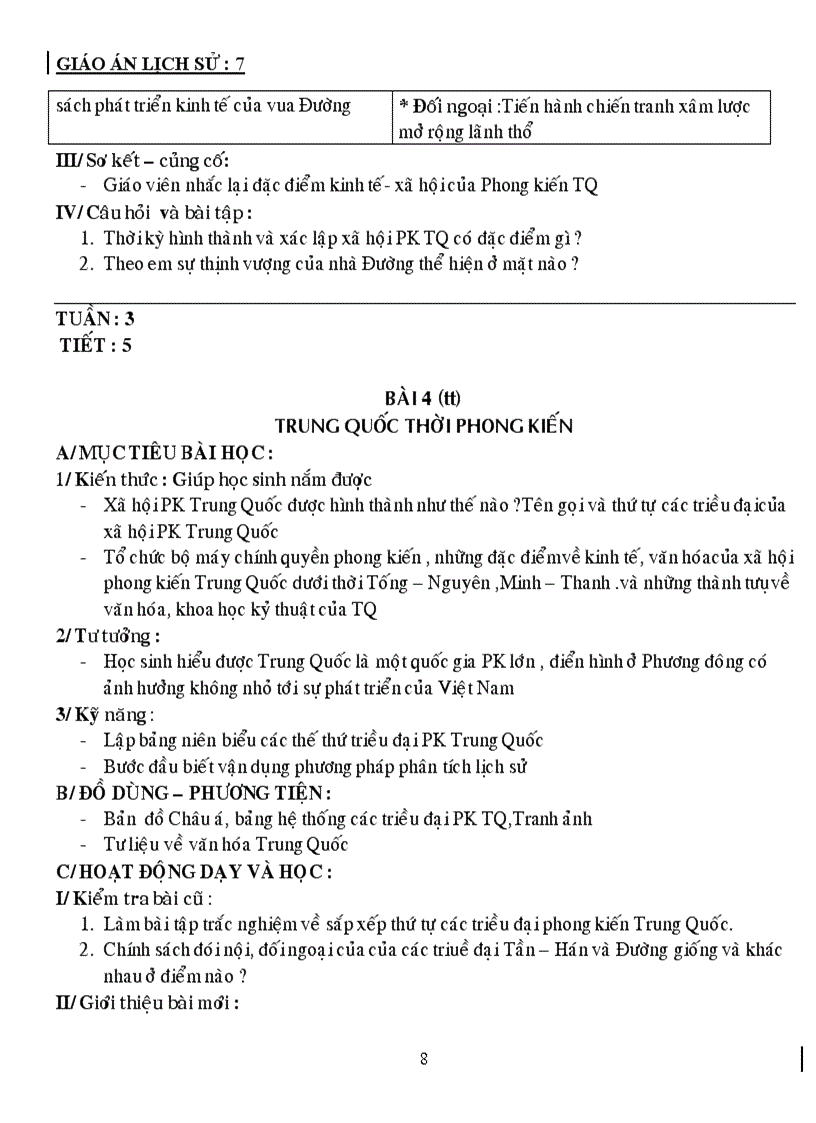 image for page Giáo án lịch sử 7 năm học 2010 2011