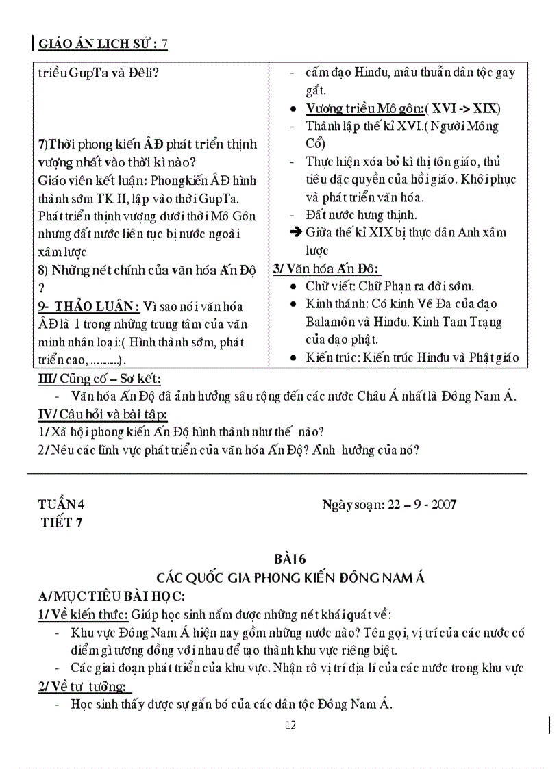 image for page Giáo án lịch sử 7 năm học 2010 2011