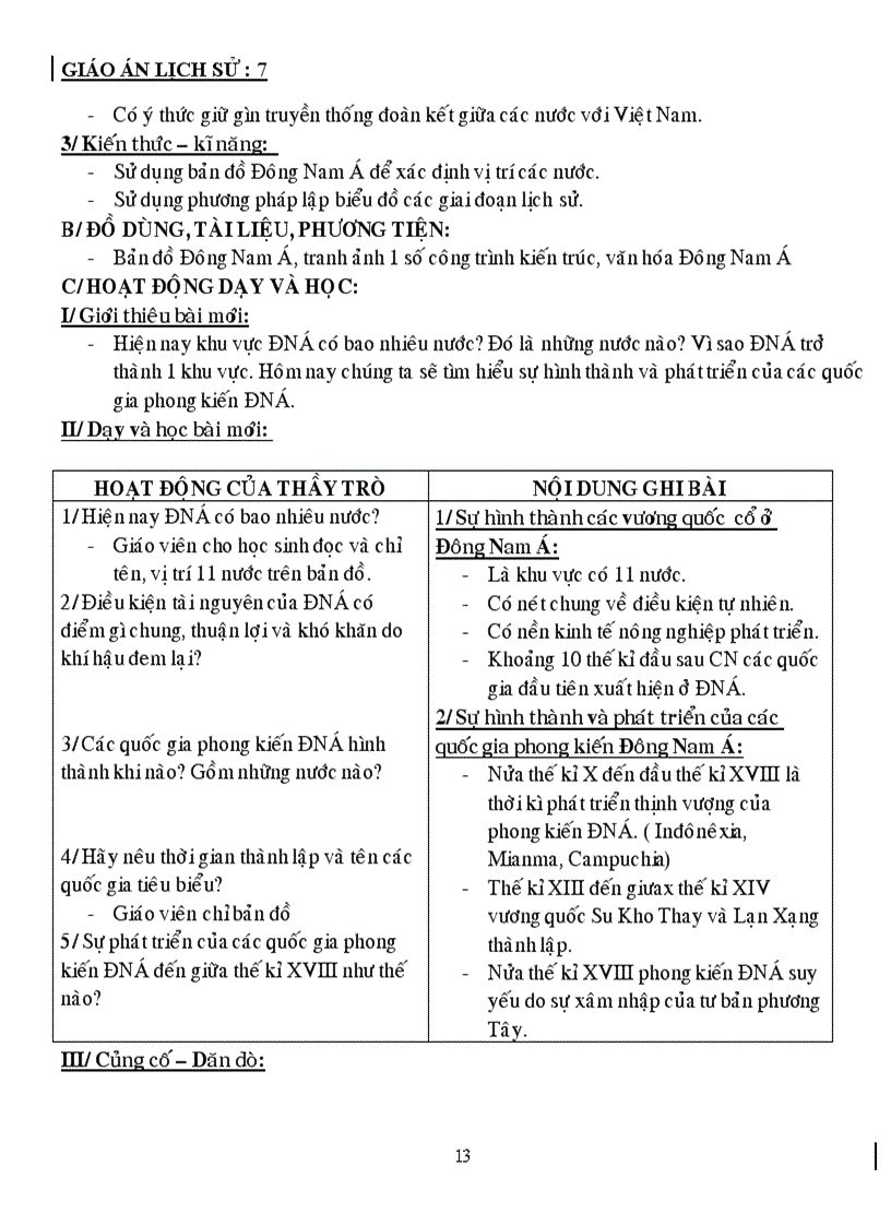 image for page Giáo án lịch sử 7 năm học 2010 2011