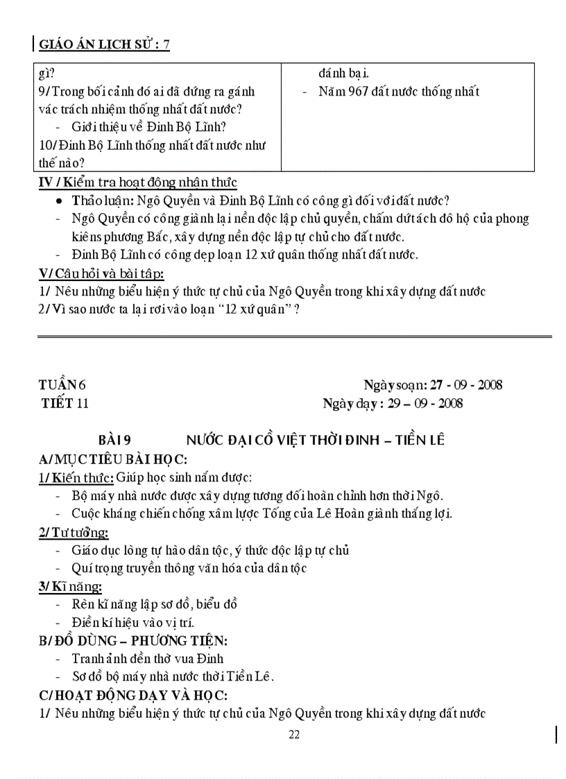 image for page Giáo án lịch sử 7 năm học 2010 2011