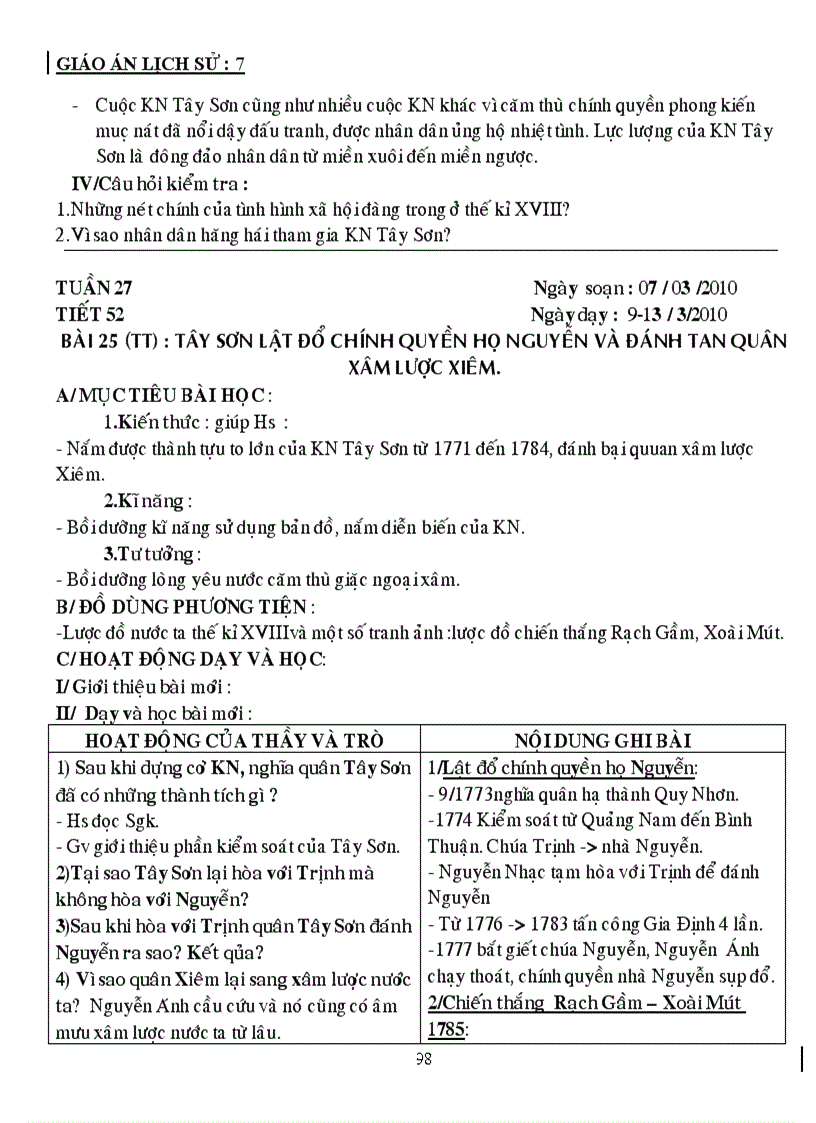 image for page Giáo án lịch sử 7 năm học 2010 2011