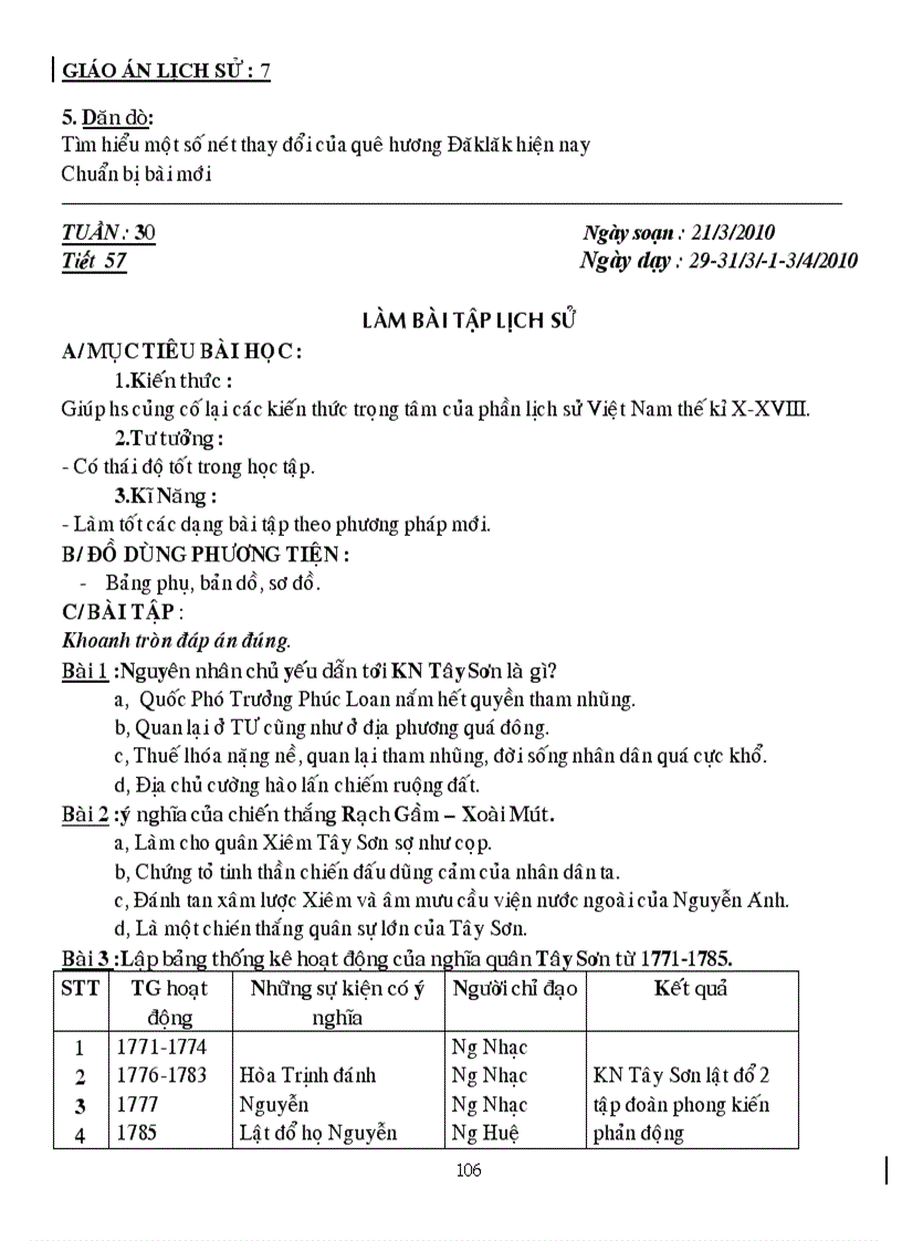 image for page Giáo án lịch sử 7 năm học 2010 2011