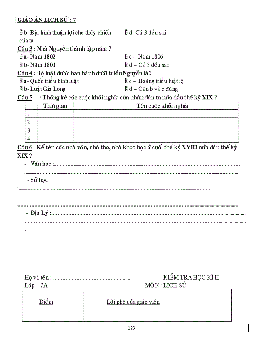 image for page Giáo án lịch sử 7 năm học 2010 2011