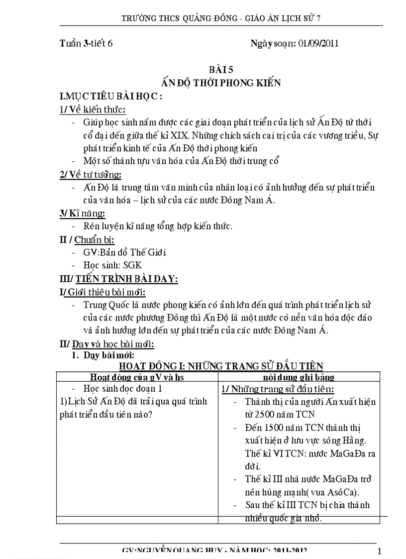 image for page Giáo án lịch sử 7 theo chương trình giảm tải thực hiện từ tuần 8