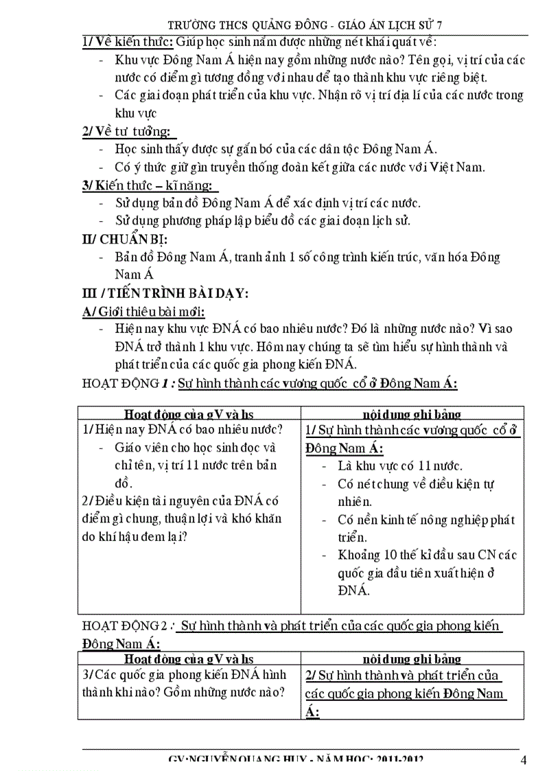 image for page Giáo án lịch sử 7 theo chương trình giảm tải thực hiện từ tuần 8