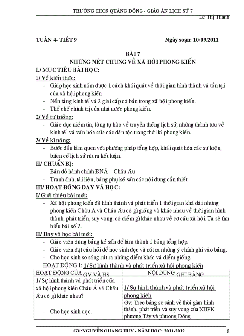 image for page Giáo án lịch sử 7 theo chương trình giảm tải thực hiện từ tuần 8