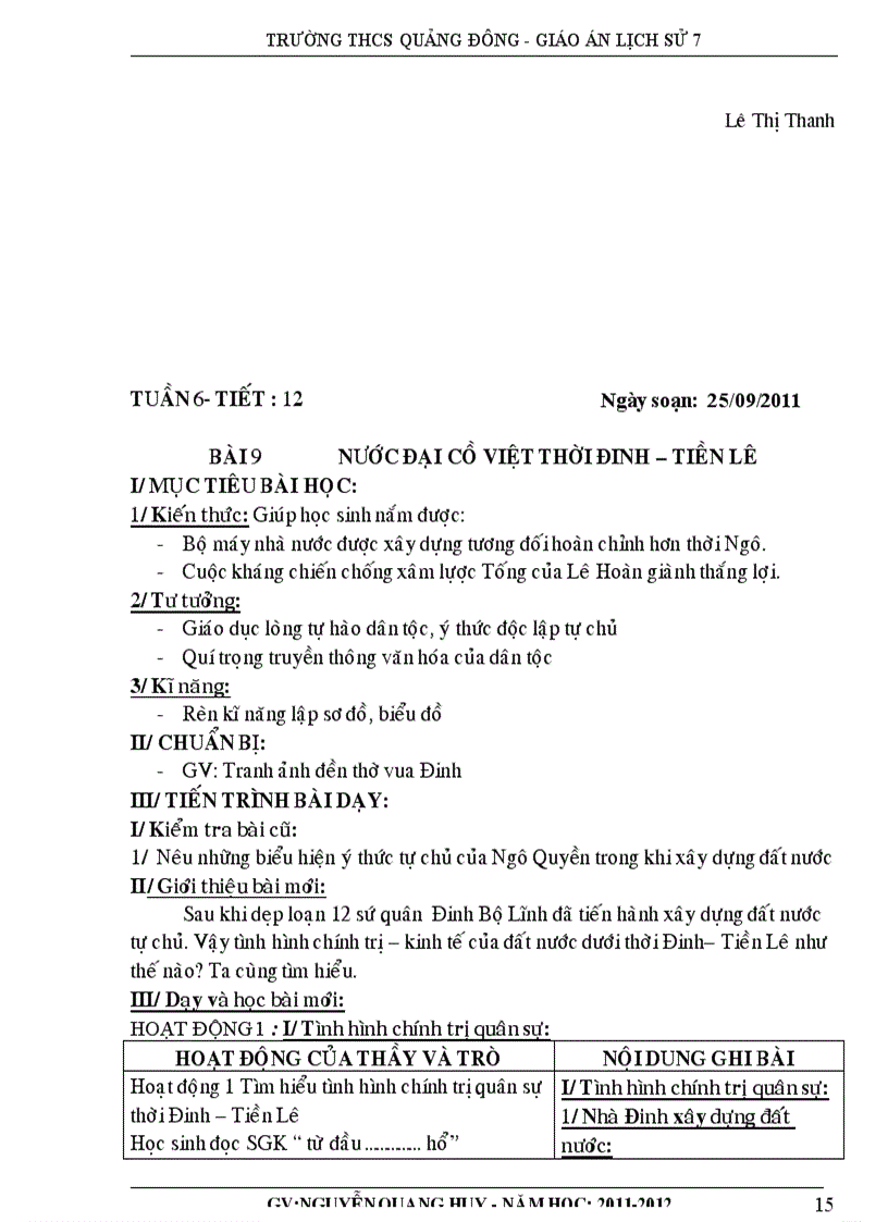 image for page Giáo án lịch sử 7 theo chương trình giảm tải thực hiện từ tuần 8