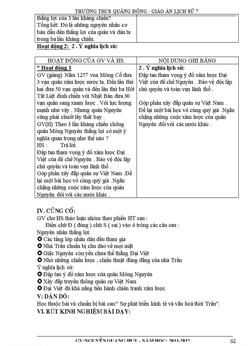 image for page Giáo án lịch sử 7 theo chương trình giảm tải thực hiện từ tuần 8