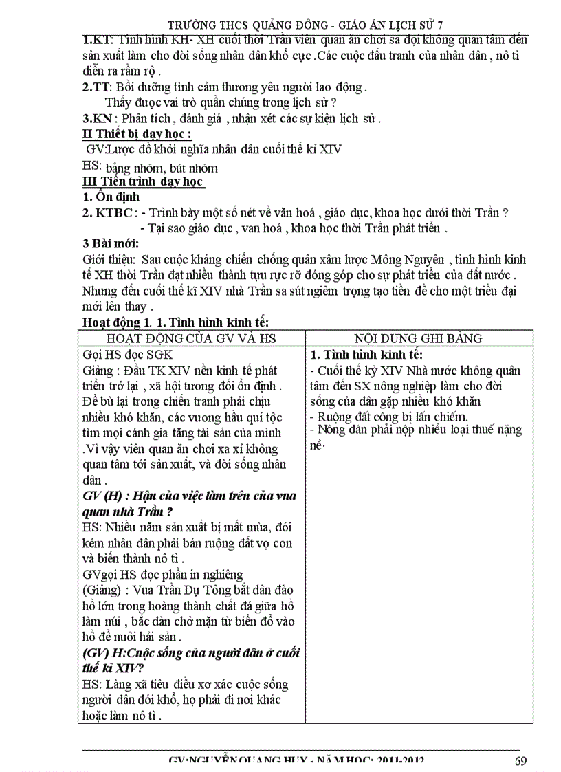 image for page Giáo án lịch sử 7 theo chương trình giảm tải thực hiện từ tuần 8