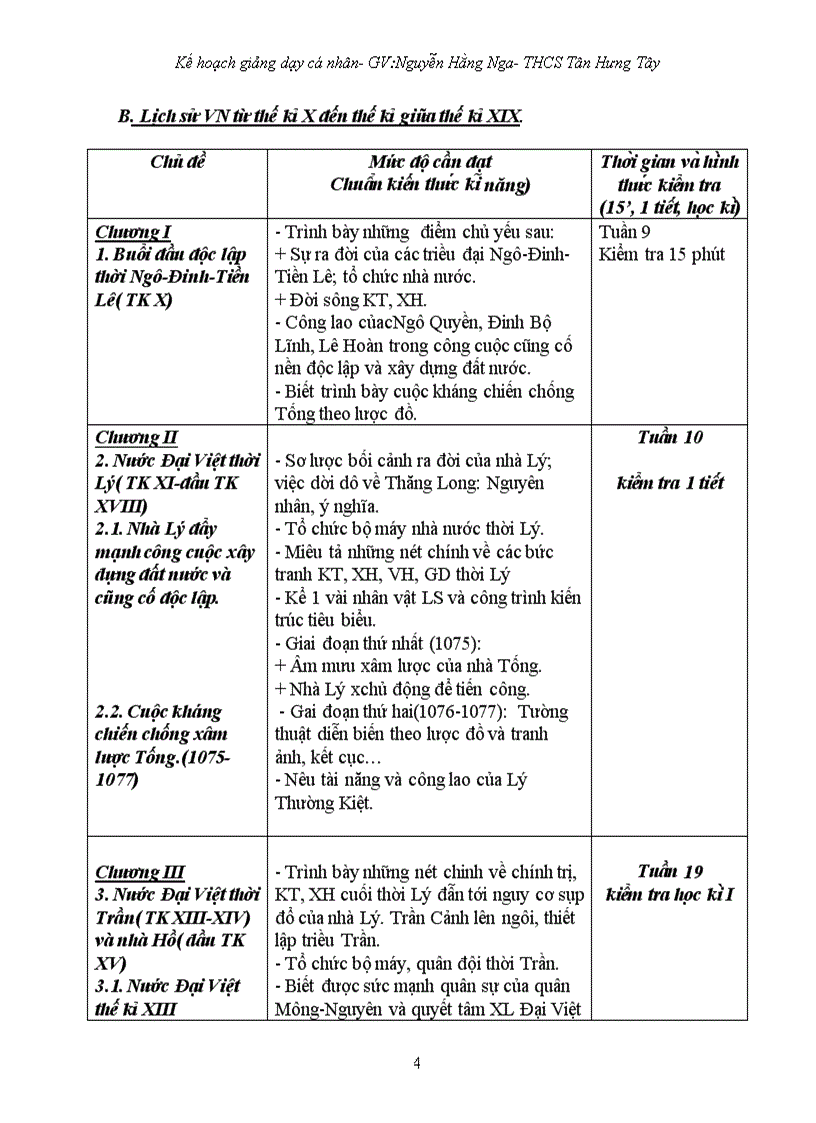 Kế hoạch cá nhân môn LS7