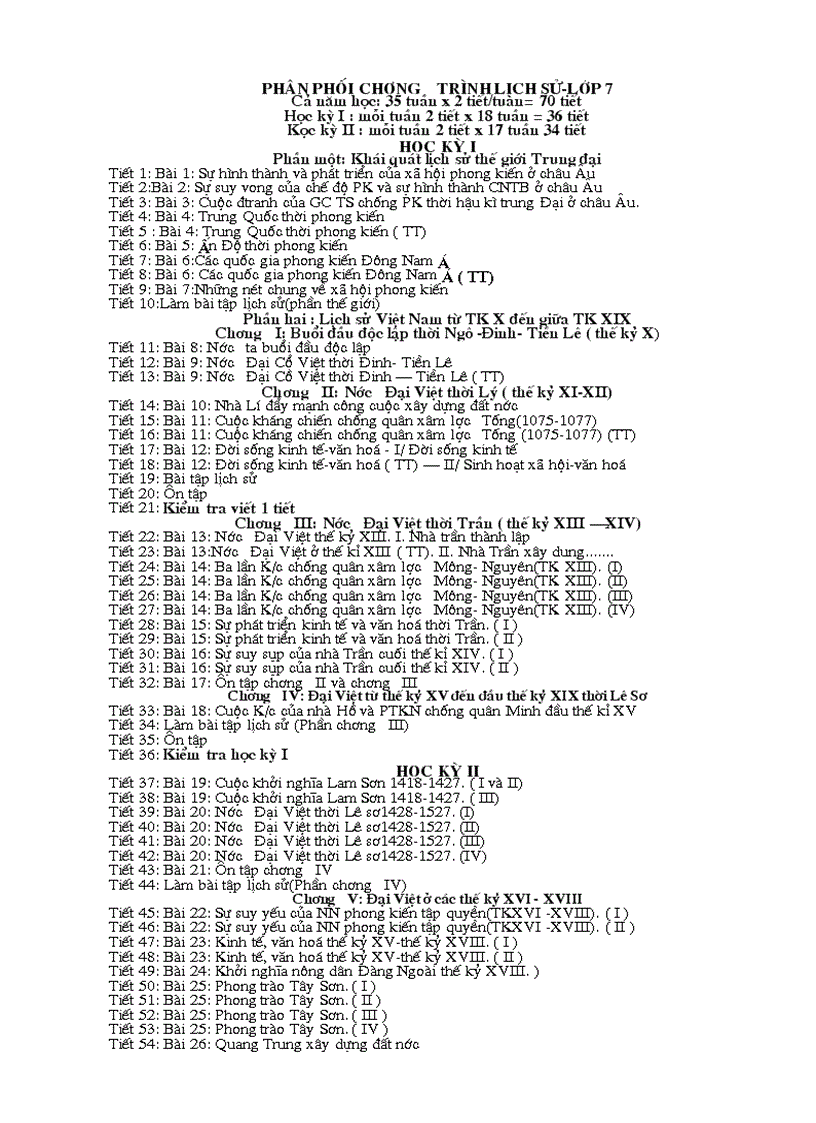 image for page Phân phối chương trình Lịch sử 7