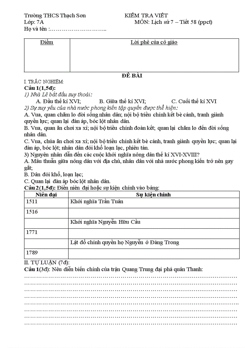 image for page Tiết 58 kiểm tra viết