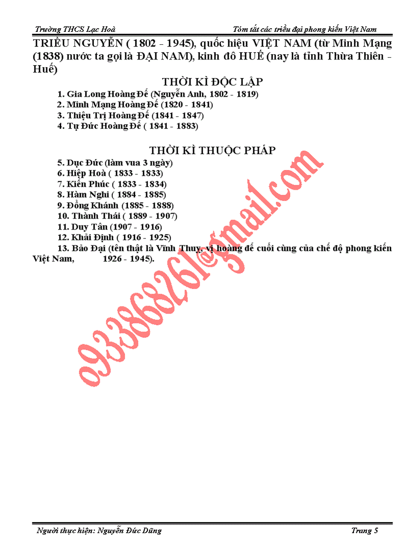 image for page Tóm tắt các triều đại phong kiến VN sử 7