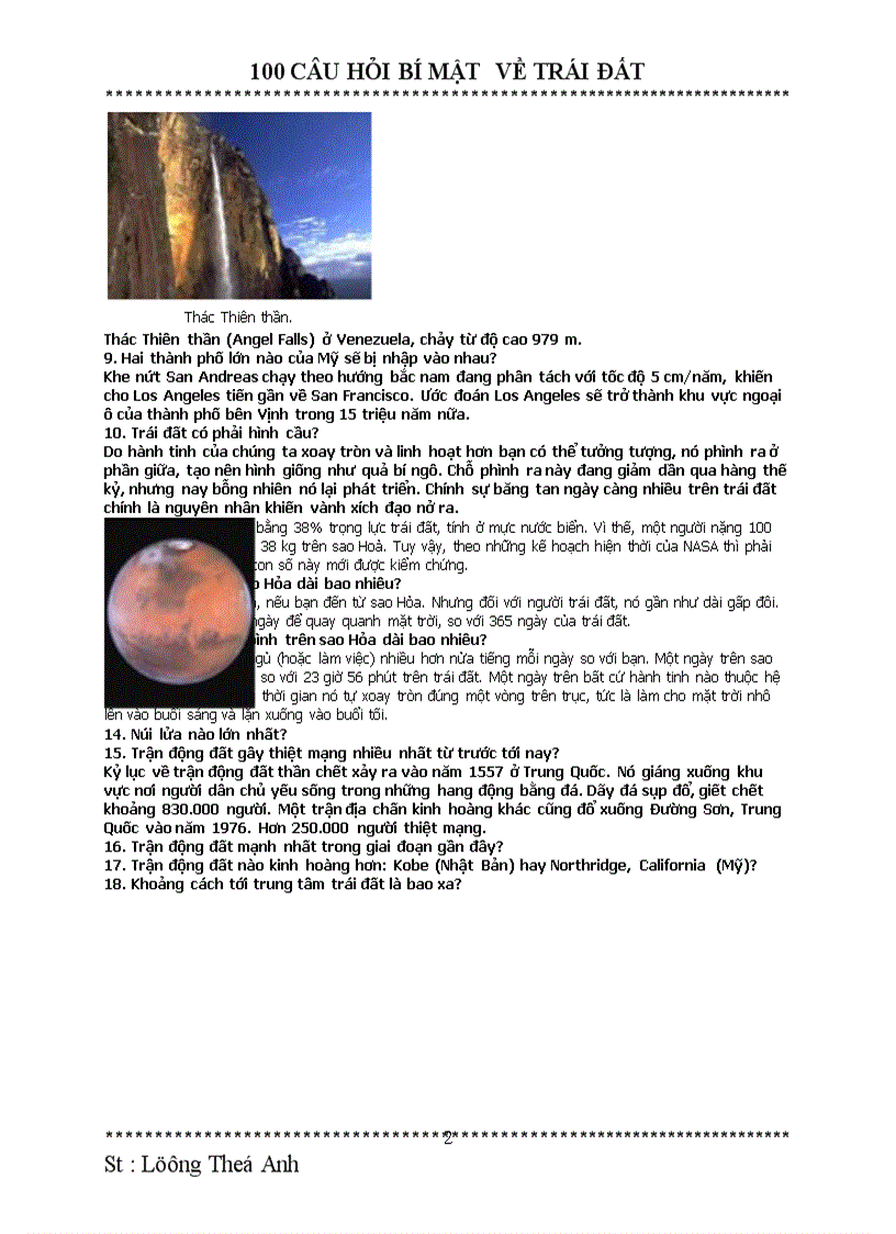 image for page 100 câu hỏi hay về trái đất