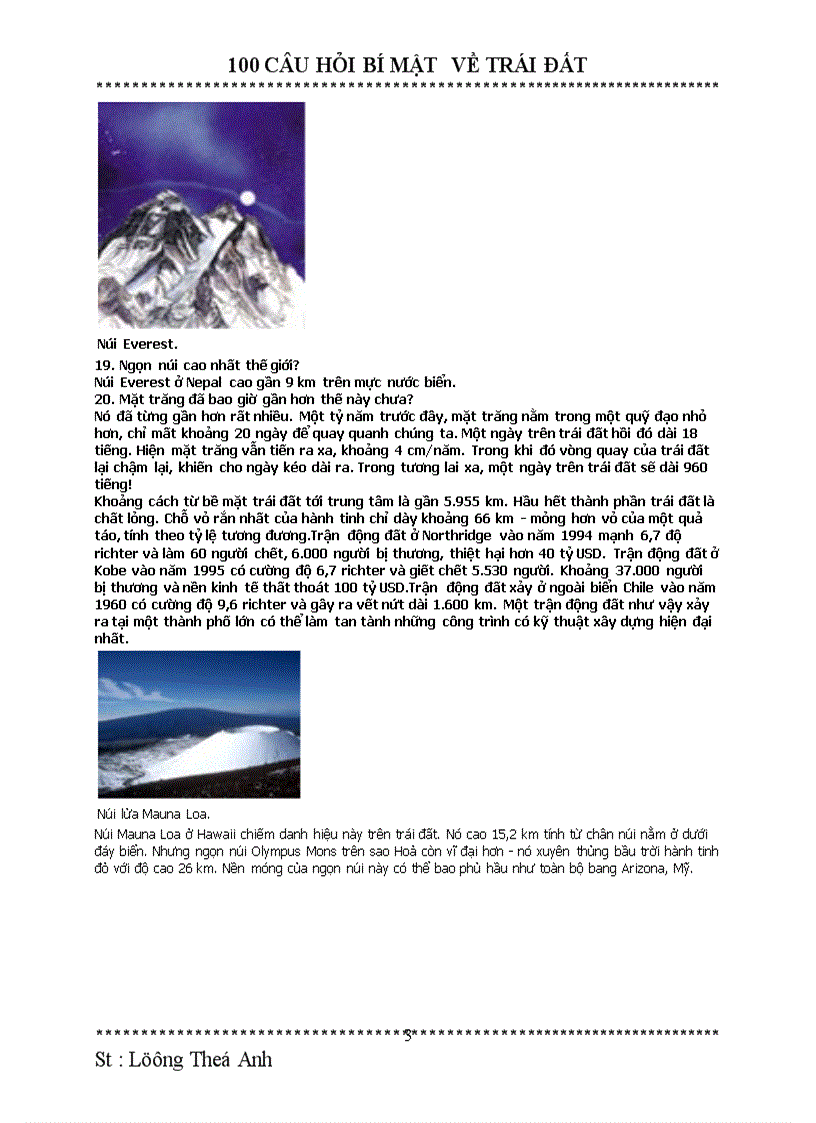 image for page 100 câu hỏi hay về trái đất