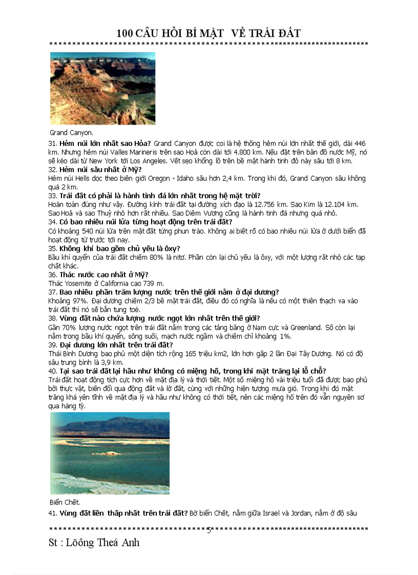 image for page 100 câu hỏi hay về trái đất