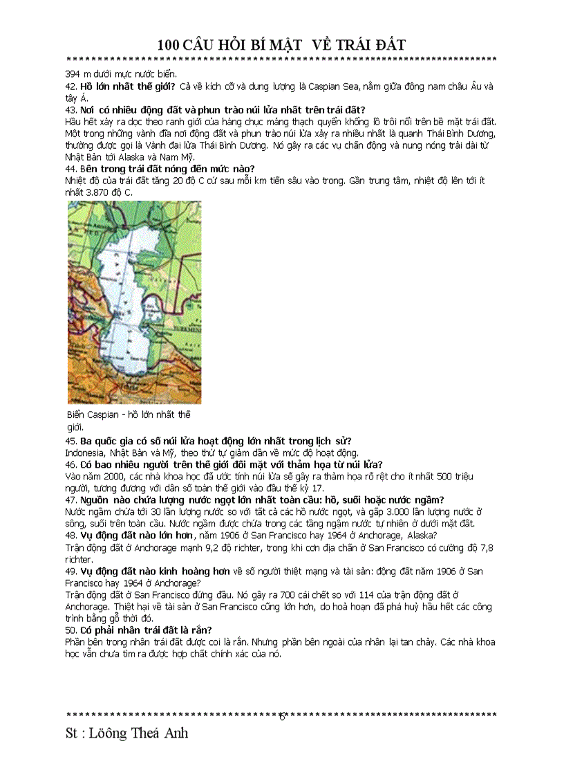 image for page 100 câu hỏi hay về trái đất