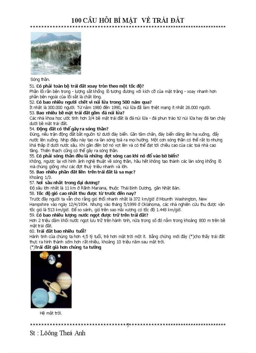 image for page 100 câu hỏi hay về trái đất