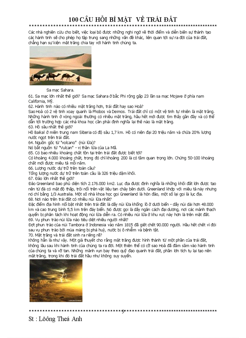 image for page 100 câu hỏi hay về trái đất