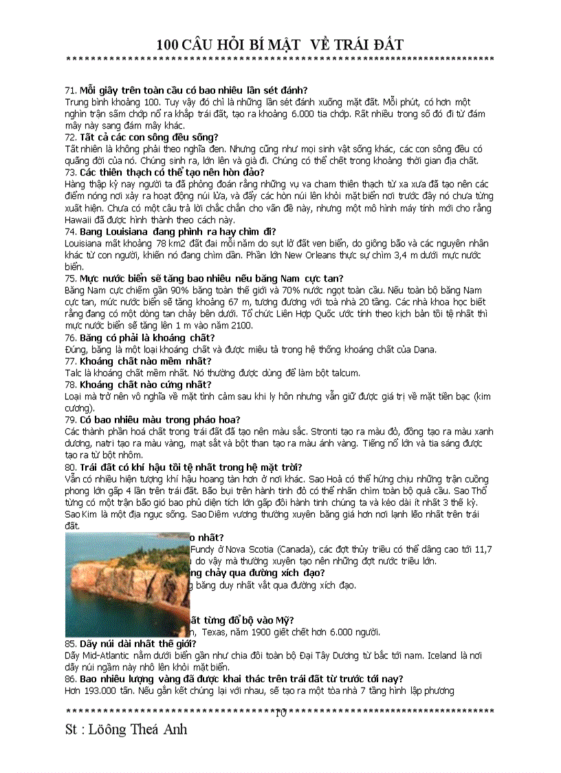 image for page 100 câu hỏi hay về trái đất