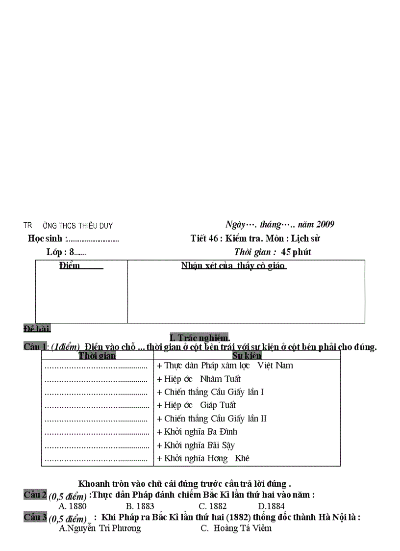 Bộ đề KT sử 8