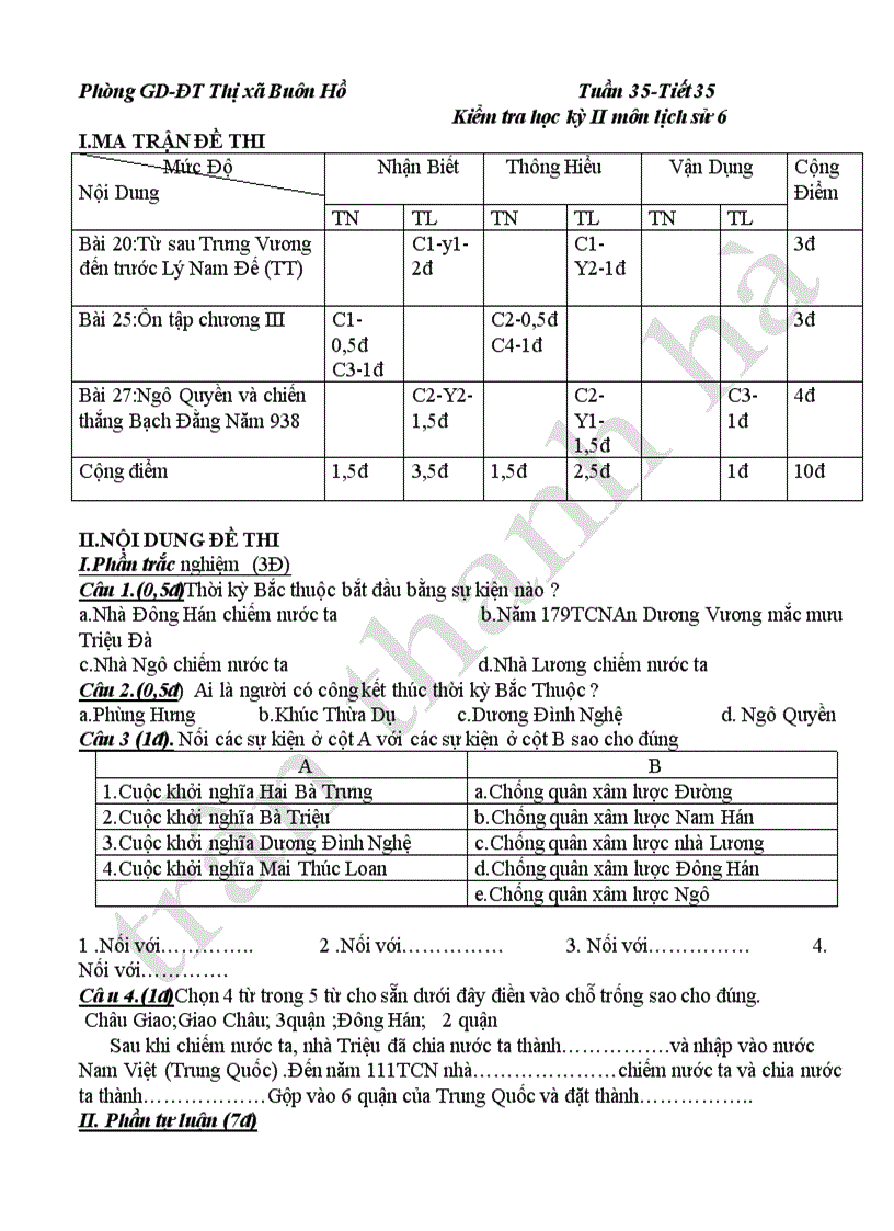 image for page Đề kiểm tra hk ii có ma trận